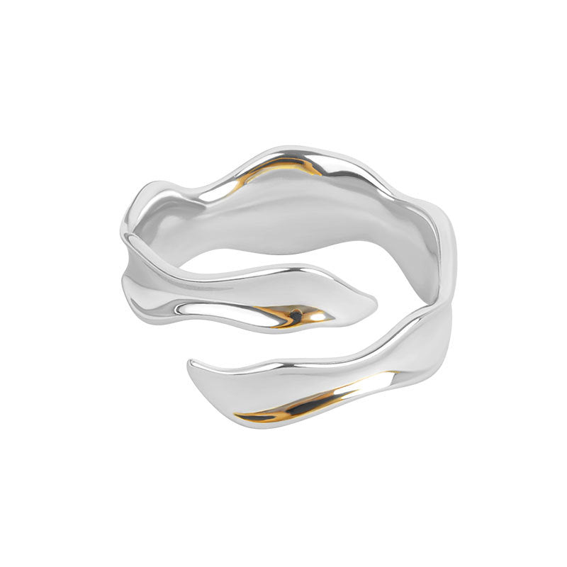 Minimalist Irregular Female Design Sense Wave Shaped Rings