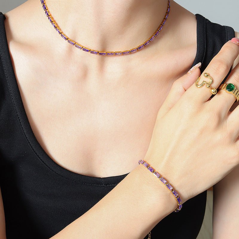 Women's Geometric Square Chain Stitching For Light Luxury Titanium Steel Necklaces