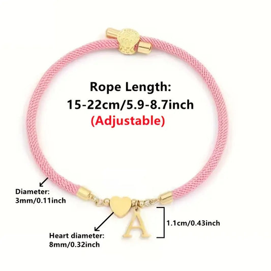 One Pack Black Rope English Capital Letter Gold-plated Bracelet