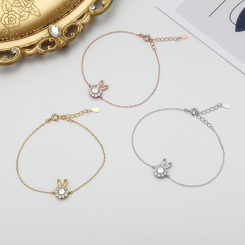 Bracelets de lapin pleins de diamants de style de luxe abordables pour femmes