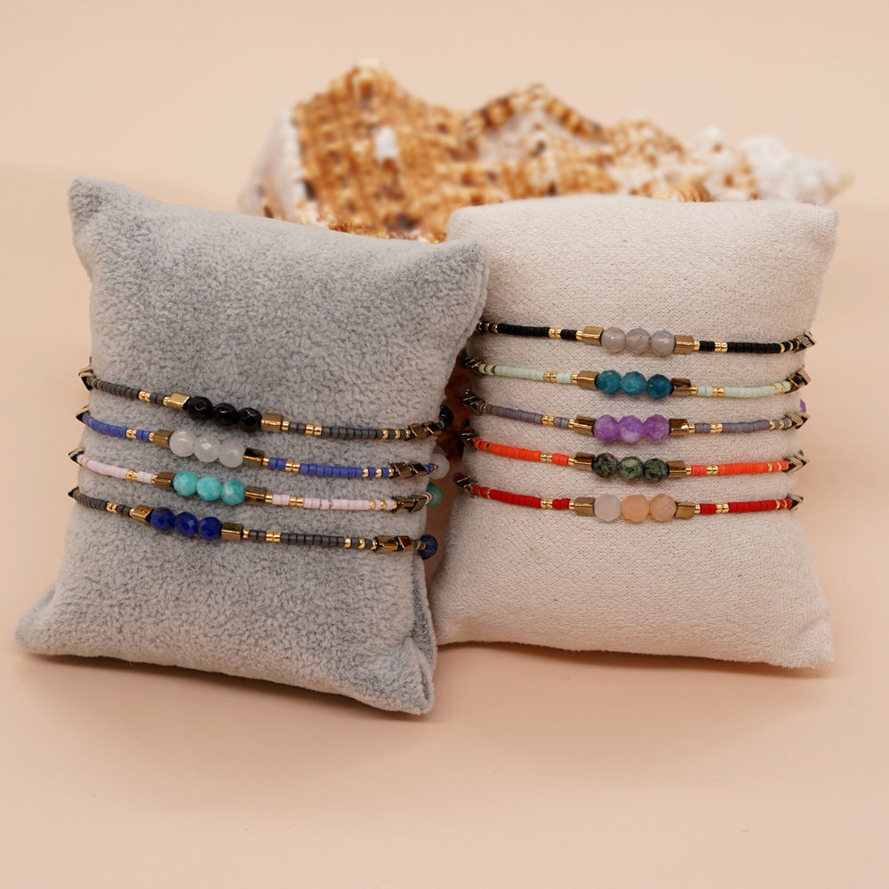 Women's Simple Style Bead Hand-woven Stone Ornament Bracelets