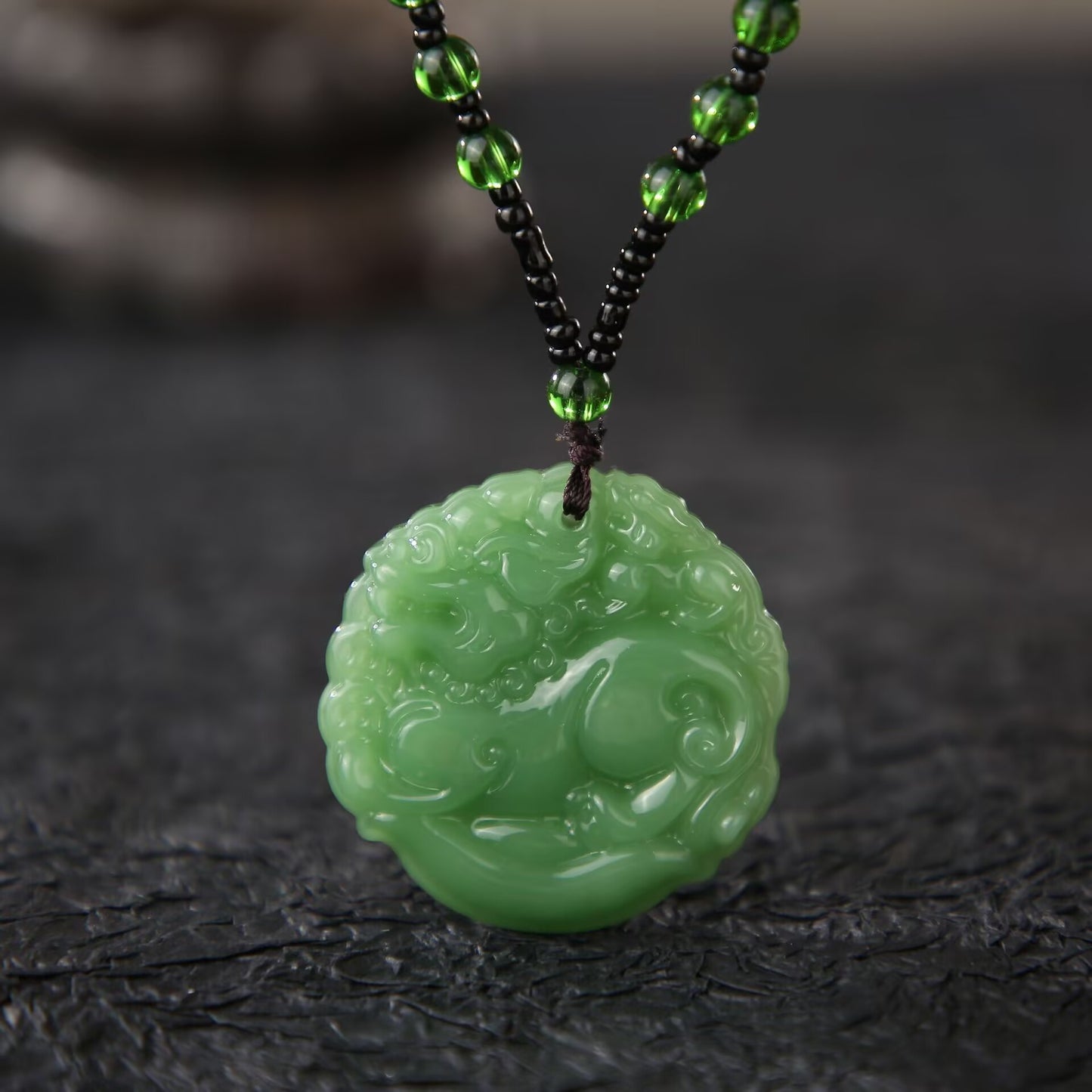 Green Jade Goddess Buddha Hand Maitreya Sweater Chain Safety Buckle Necklaces