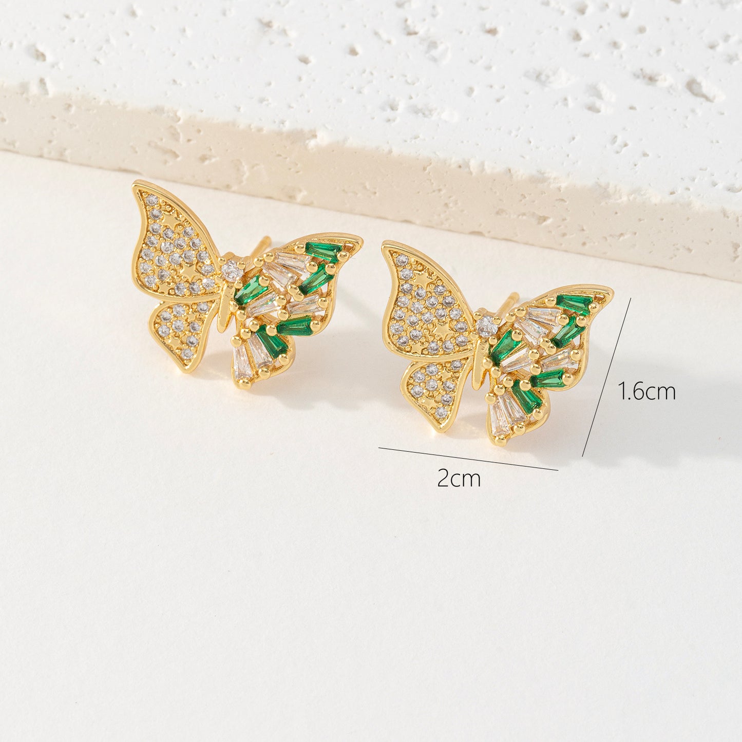 Cold Style Geometric Butterfly Copper Zircon Earrings