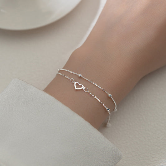 Light Bead Heart-shaped Female Korean Style Sweet Elegance Bracelets