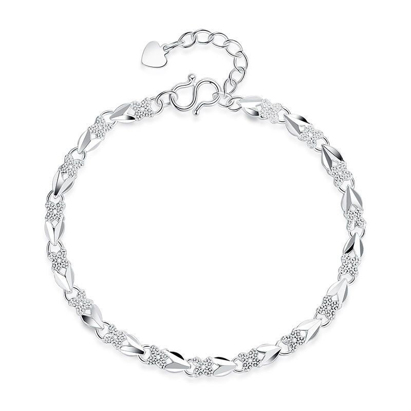 Bracelets à bijoux en forme de cœur et de trèfle plaqué argent pour femmes, à la mode, Lake