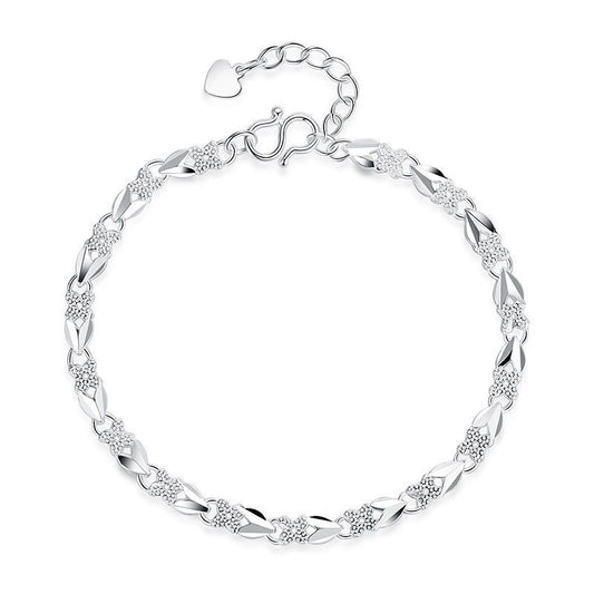 Bracelets à bijoux en forme de cœur et de trèfle plaqué argent pour femmes, à la mode, Lake