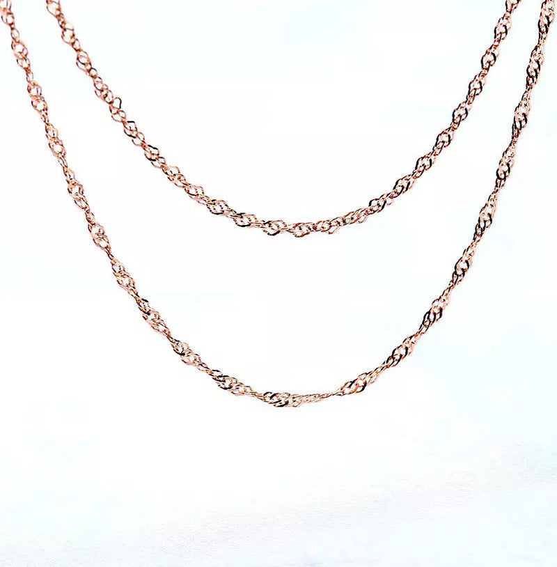 Ornament Sier Rose Gold Plated Water Wave Chain Necklaces