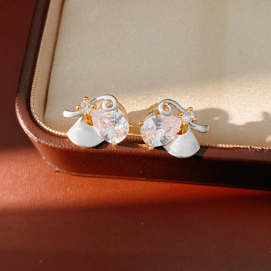 Plating Zircon Water Drops Flower Simple Fashion Elegant Ear Clip