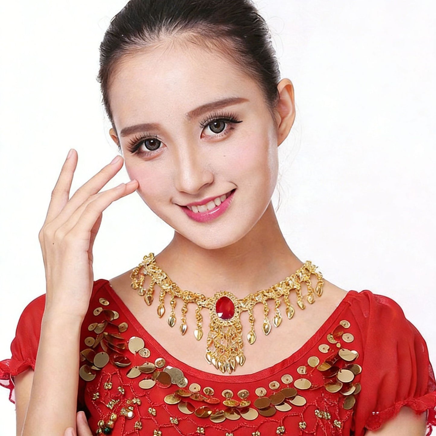 Dance Costume Matching Head Chain Armband Fingernail Bracelet