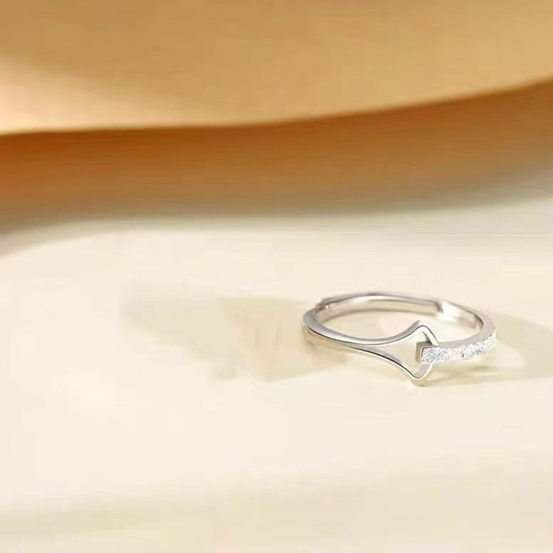 Women's & Men's Sterling Sier One Pair Simple Couple Trendy Valentine's Day Gift Ring