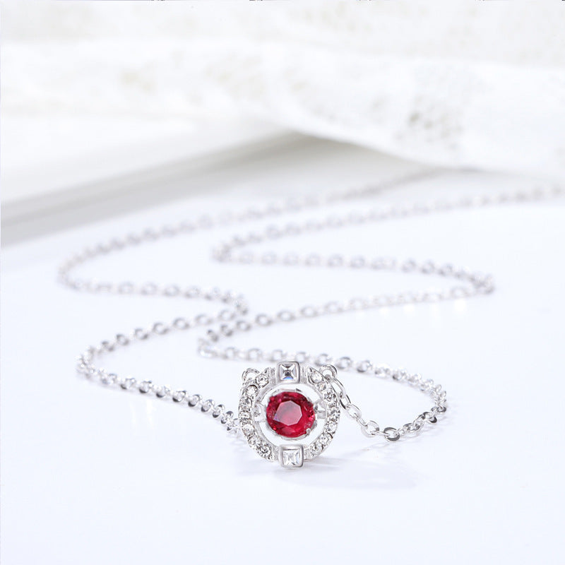 Women's Pulsatile Heart Romantic Heart-shaped Red Clavicle Necklaces