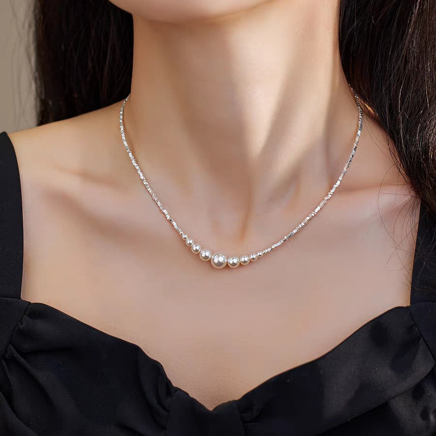 Gradient Smile Pearl Female Design Light Luxury High-grade Clavicle Chain Necklace