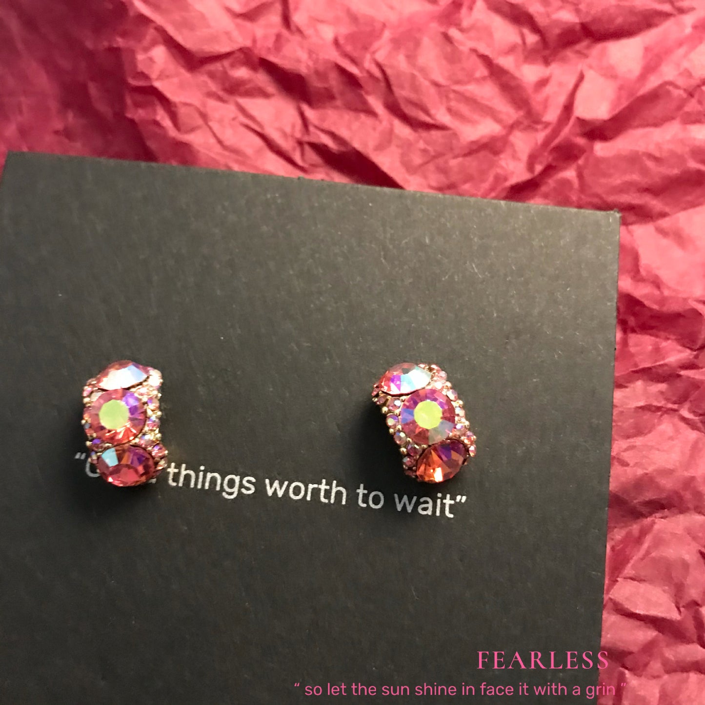 Tipsy Rose Purple Pink Diamond Ear Earrings