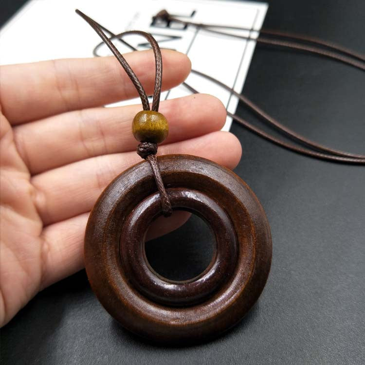 Wooden Sweater Chain Long Artistic Retro Mori Ethnic Style Cotton Necklace