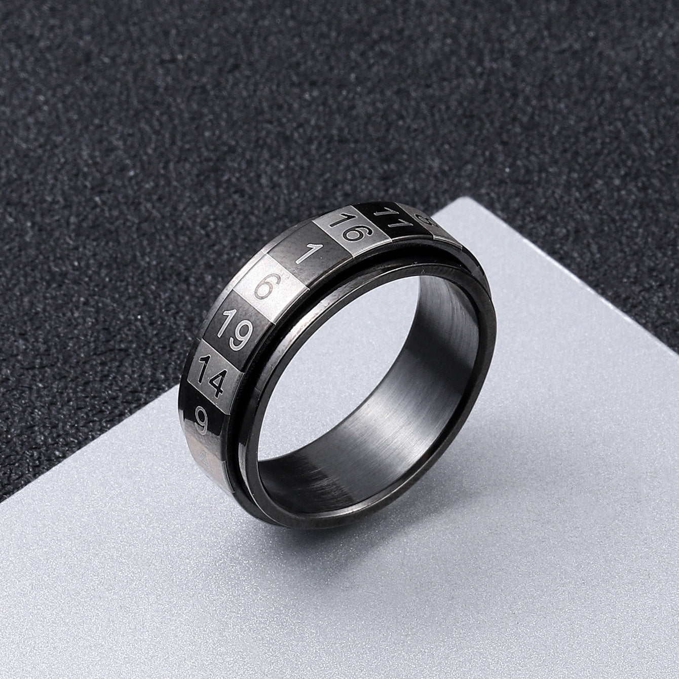 Simple Rotatable Titanium Steel Digital Personalized Rings