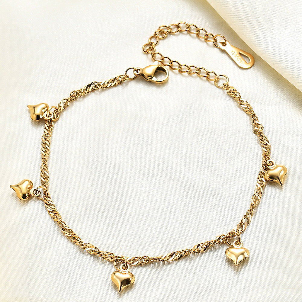 Style Simple Graceful Love Three-dimensional Gold Bracelets