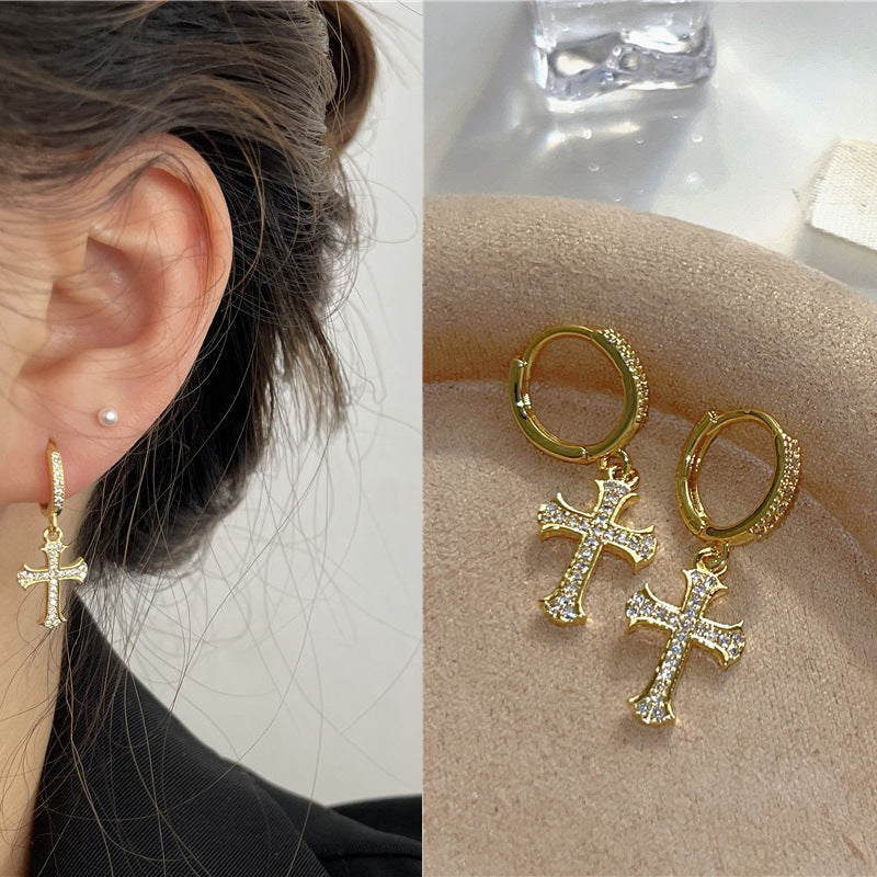 Rhinestone Ear Clip Eardrops Exquisite Sweet Hoop Earrings