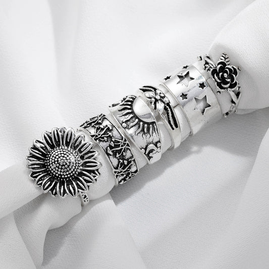 Attractive Bohemian Vintage Fashion Sunflower Suit Rings