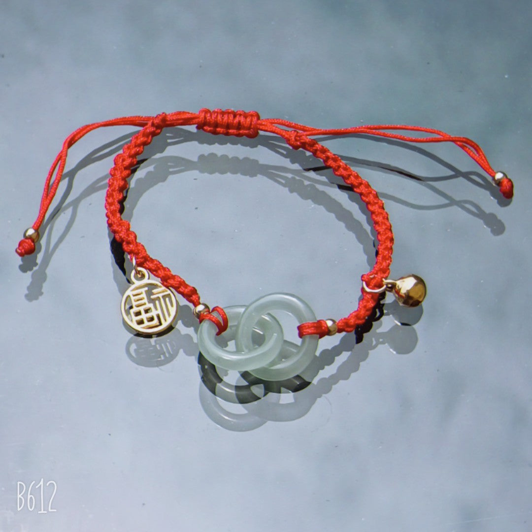 Crystal Jade Red Rope Anklet Two Bracelets