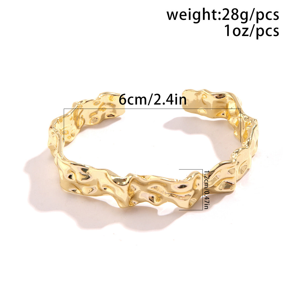 Women's Design Metal Irregular Lava Fashion Texture Pleated Bracelets