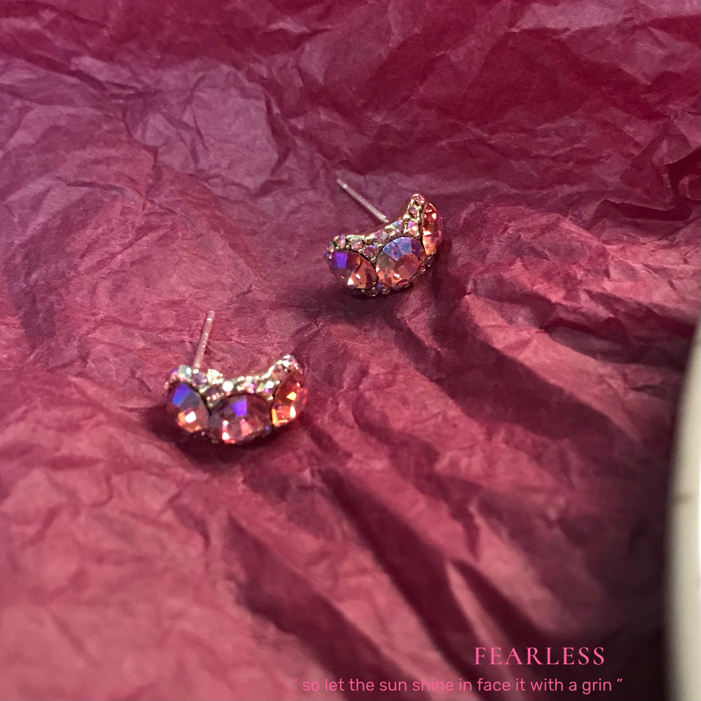 Tipsy Rose Purple Pink Diamond Ear Earrings