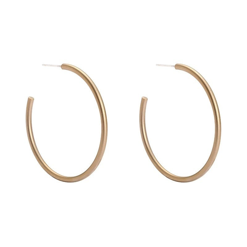 Women's Real Gold Matte Big Circle Mosquito Coil Earrings