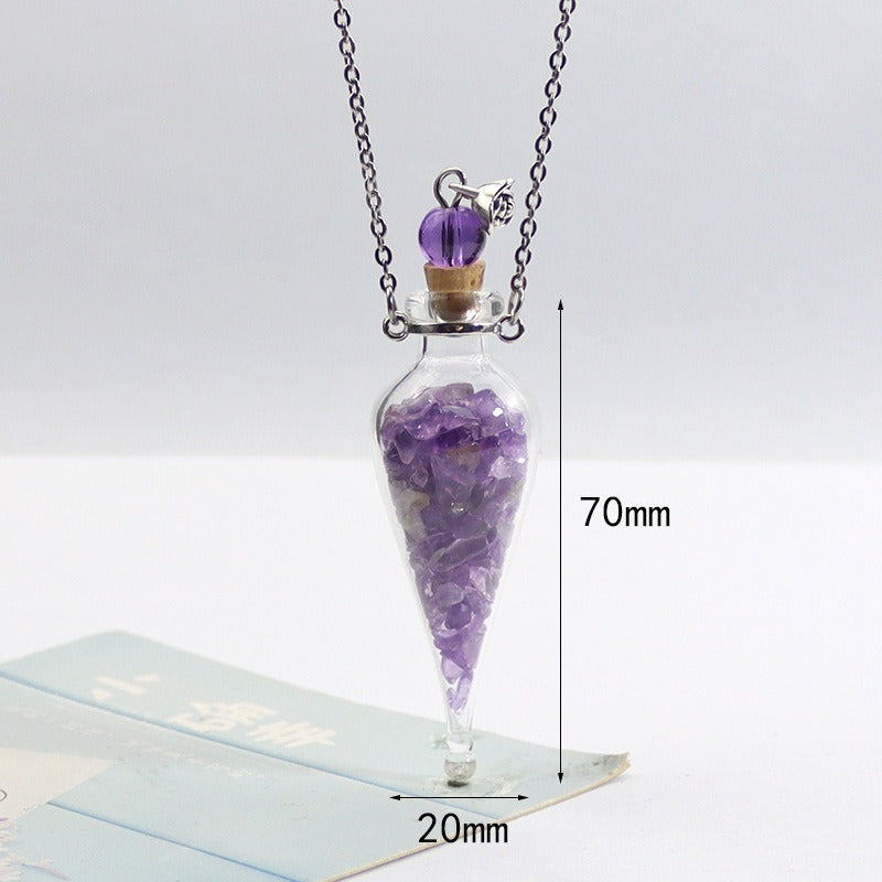 Transparent Heart-shaped Colored Glaze Perfume Essential Necklaces