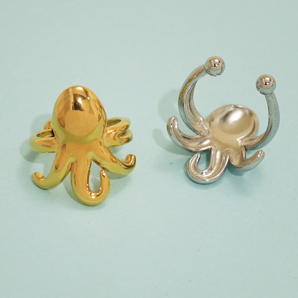 Light Luxury High-grade Exaggerated Design Octopus Rings