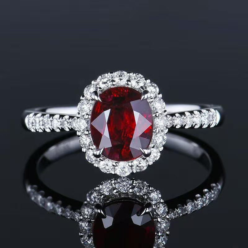 Women's Ruby Simulation Red Corundum Tourmaline Color Rings