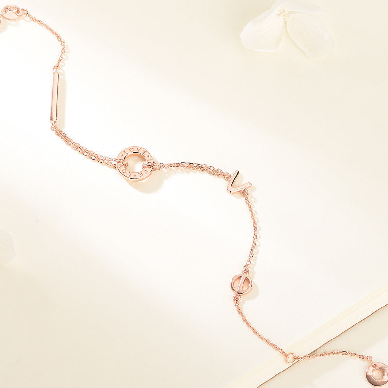 Ji Xi Letter Gift Sterling Sier Rose Gold Bracelets