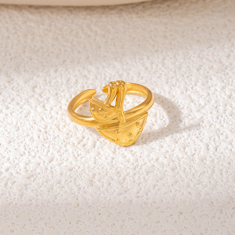 Fashionable Elegant Stainless Steel Leaf Female Style Hip Ring