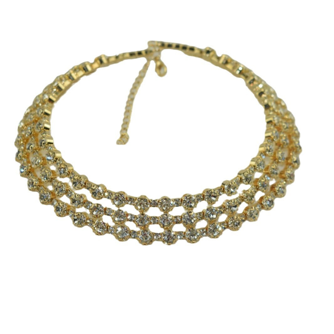 Women's Fashion Crystal Three-piece Rhinestone Alloy Claw Jewelry Set