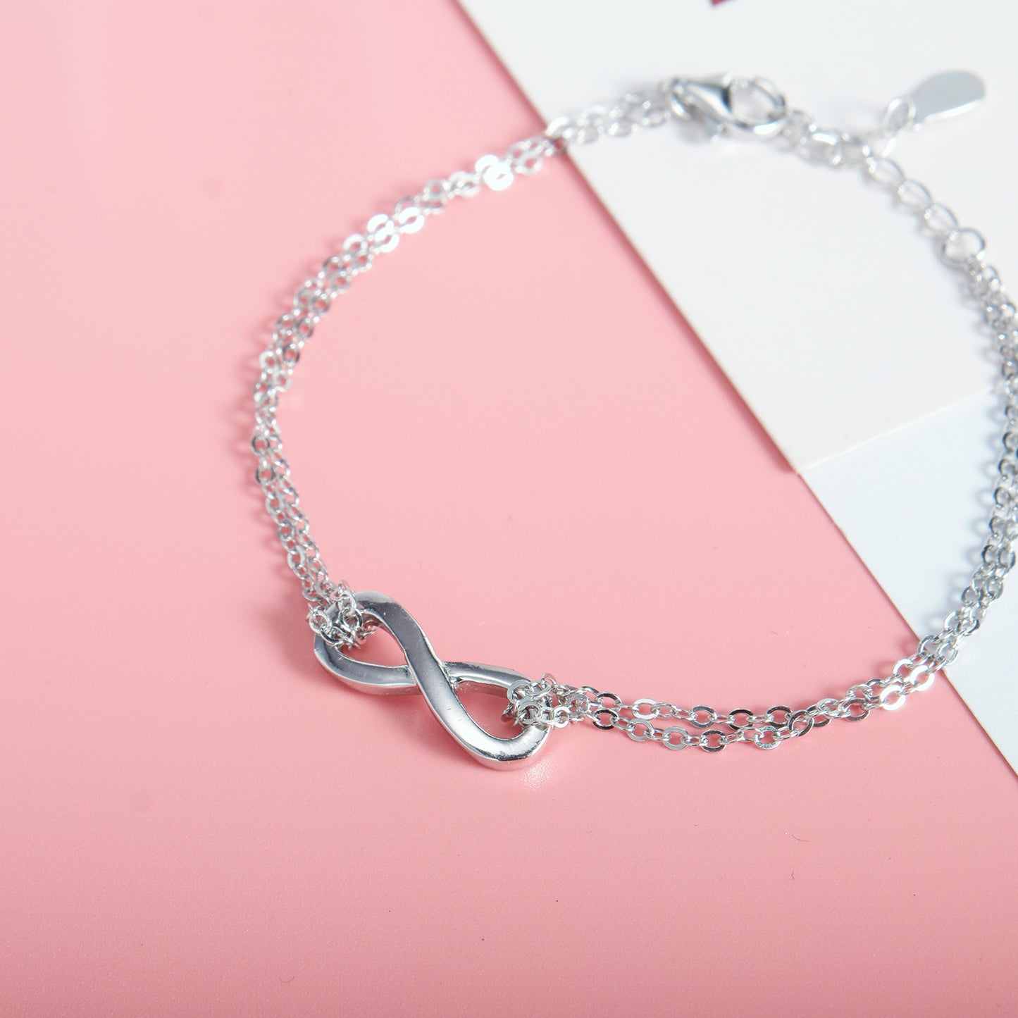 Bracelets doubles à boucle infinie pour femme en argent sterling