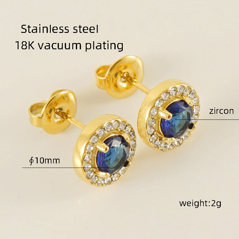 Women's Titanium Steel Zircon Stainless Square High-grade Earrings