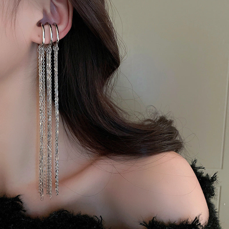 Round Tassel Bone French Vintage Court Style Light Ear Clip