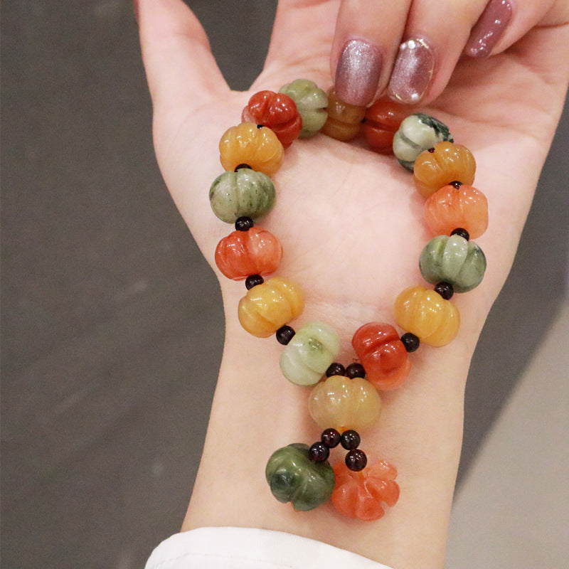 Perles de citrouille en jade naturel pour femmes, hommes et bracelets