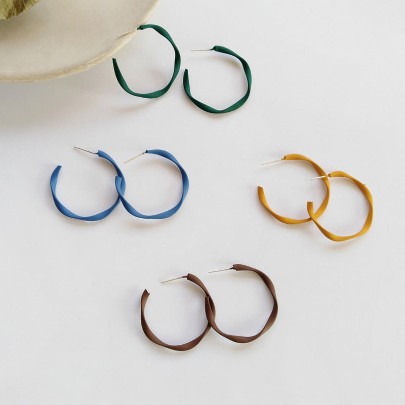 Sier Needle Color Shaped Simple Wave Pattern Personality Geometry Circular Rings