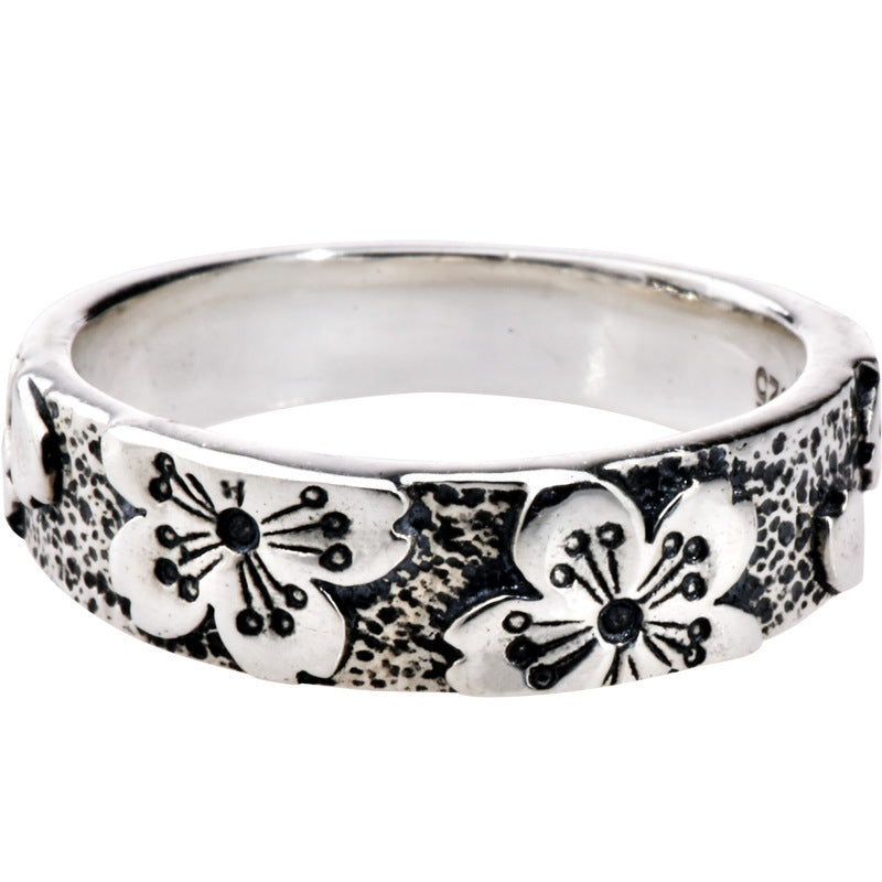 Women's Cherry Blossom Marcasite Retro Personalized Minority Couples Ring
