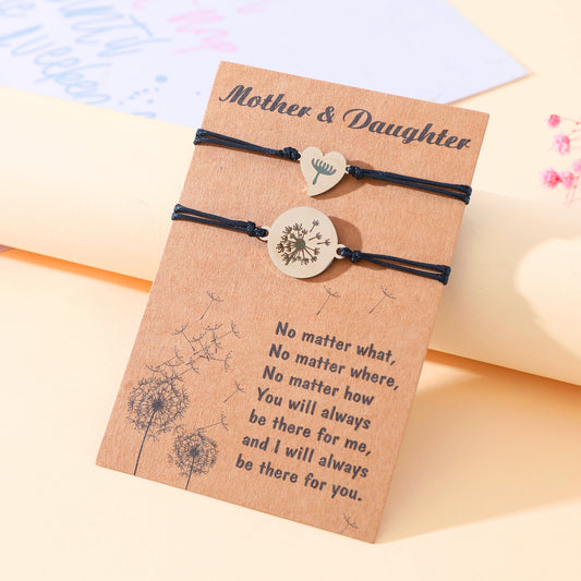 Stainless Steel Heart-shaped Dandelion Mother's Day Bracelets