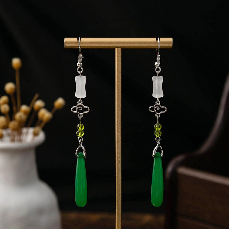 Selection Of Chinese Ancient Style Beaded Long Fringe National Hollow Earrings