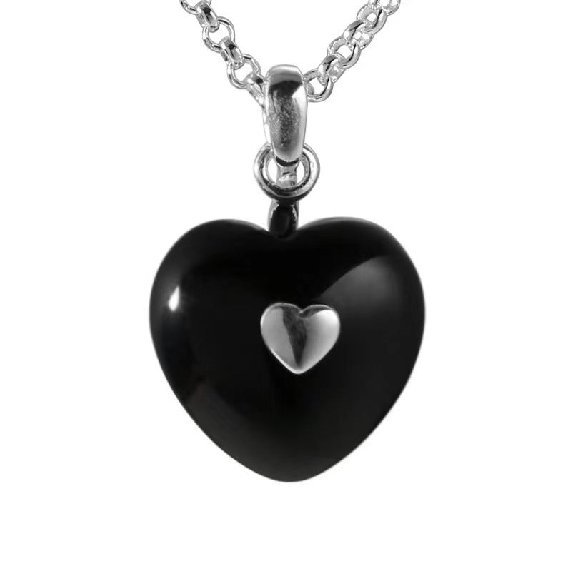 Nischenanzug-Love-Halsketten aus Sterling Silber mit schwarzem Onyx