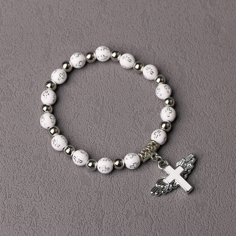 Angel Cross Beads Colorful Gold Elastic Bracelets