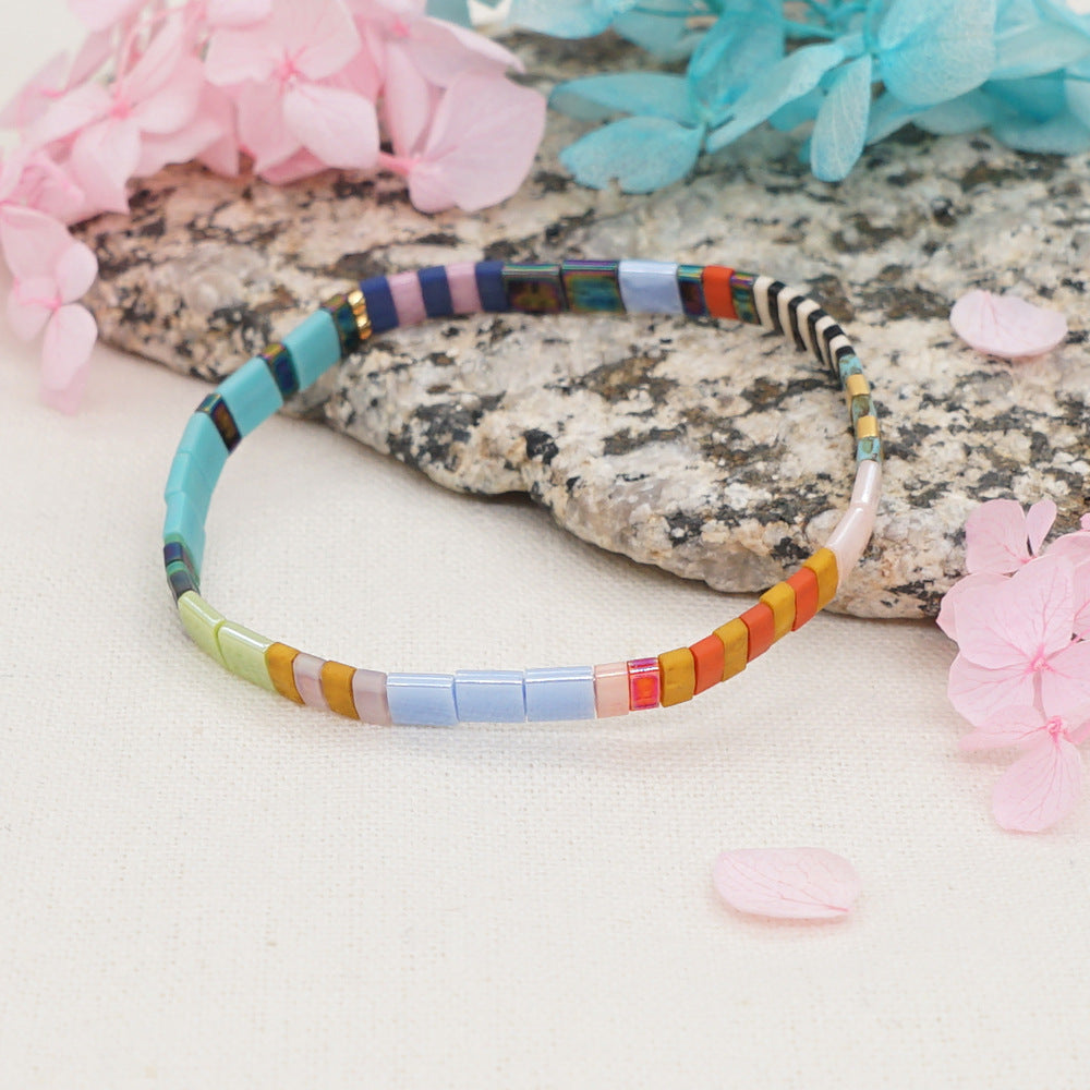 Attractive Bohemian Style Handmade Beaded Rainbow Bracelets