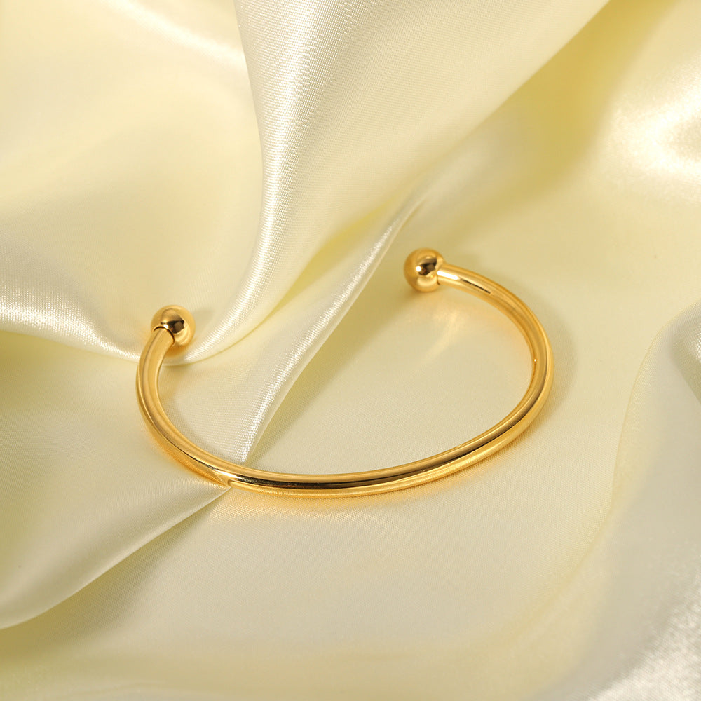 Women's French Retro Stainless Steel Fashion Open Gold Bracelets