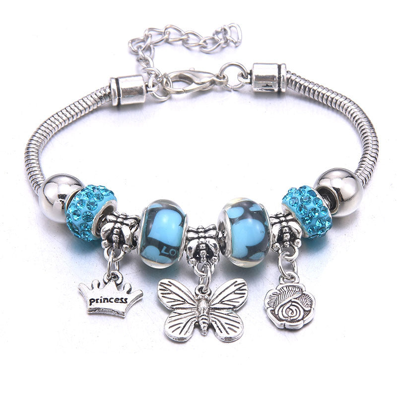 Women's Grid Popular Adjustable Crystal Love Butterfly Bracelets