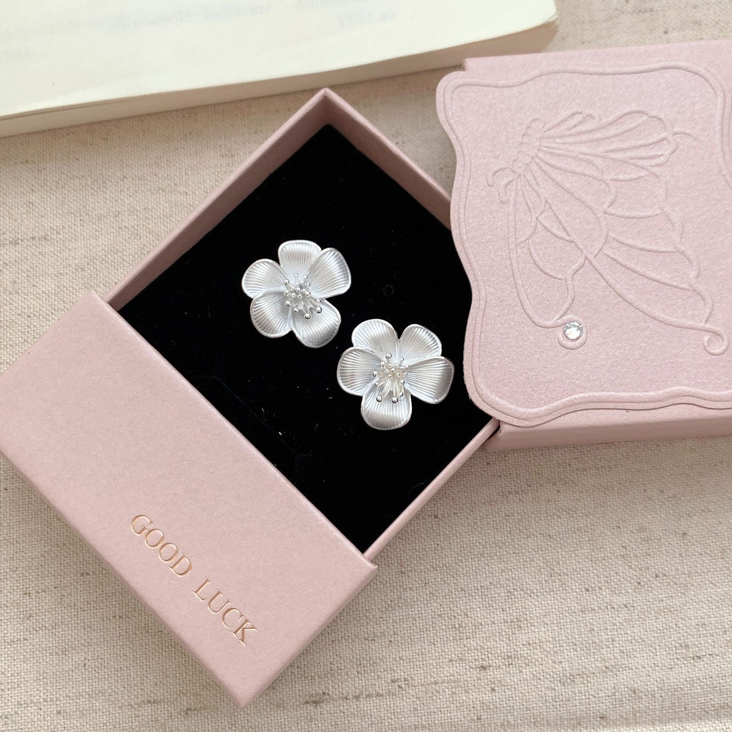 Painted Flower Sier Needle Sweet Fairy Style Niche Gentle Fresh Earrings