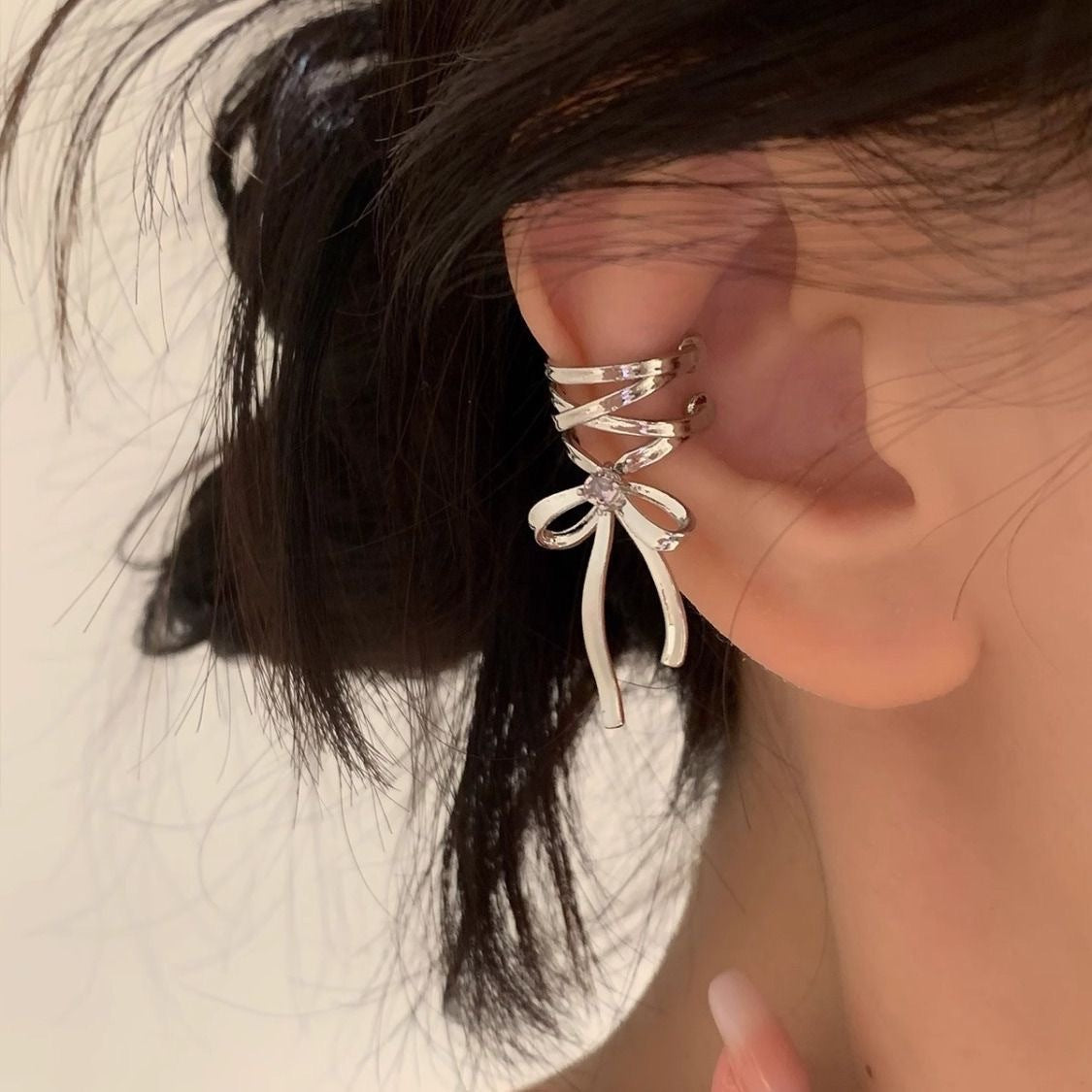 Ribbon Aesthetic Female Trendy Cold Ballet Style Ear Clip