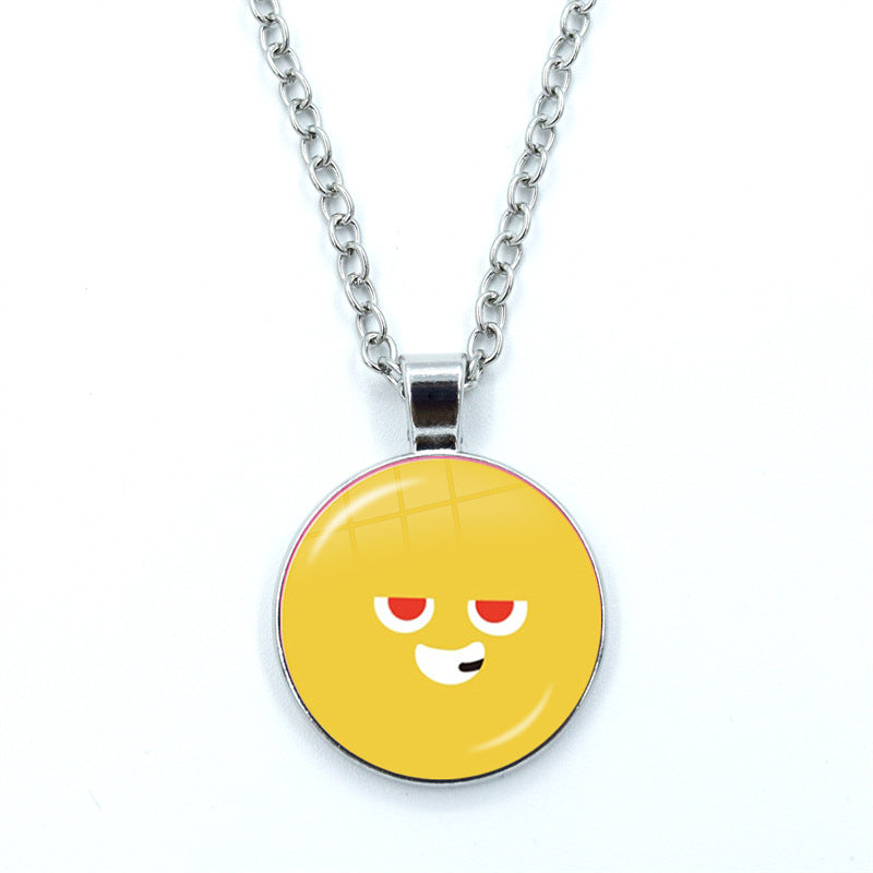 May Day Facial Expression Package Balls Time Gem Cabochon Sweater Necklace