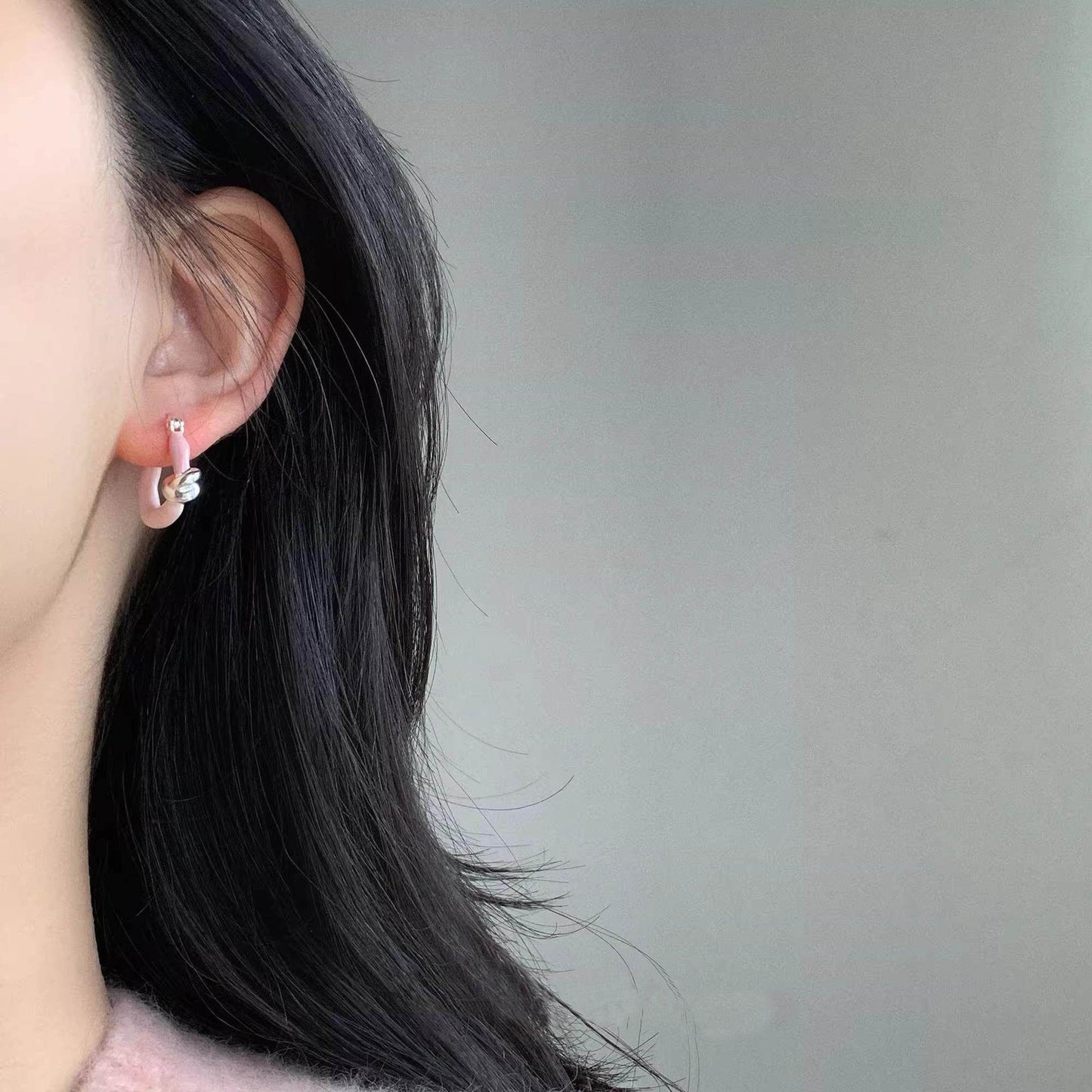 Powder U-shaped High-grade Ear Light Luxury Minority Design Rings