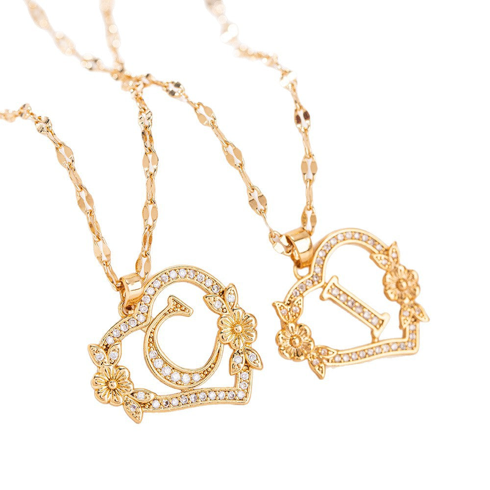 Affordable Luxury Fashion Letter Love Trendy Copper Inlaid Zircon Clavicle Necklace